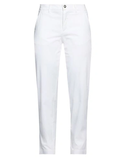 2w2m Woman Pants White Size 27 Cotton, Elastane