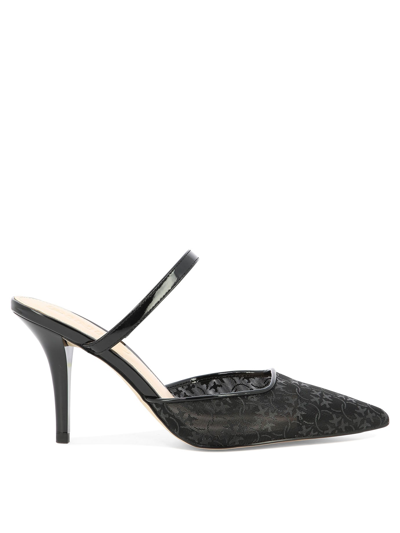 Pinko Heeled Lace Mules In Black