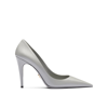 Prada Pointed-toe Leather Pumps In Gray