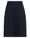 Emporio Armani Woman Shorts & Bermuda Shorts Midnight Blue Size 12 Lyocell, Linen