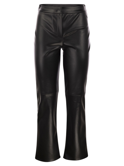 S Max Mara Black Lightly Flared Pants In Faux Leather Woman
