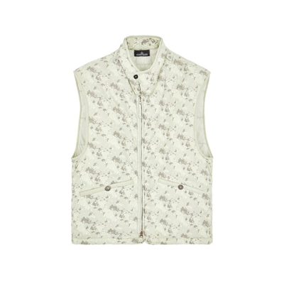 Stone Island Printed Brushed Gilet In White