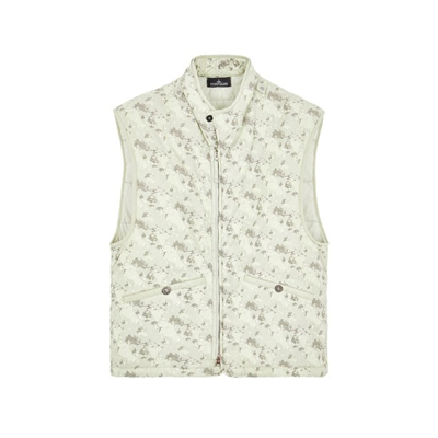 Stone Island Printed Brushed Gilet In Green