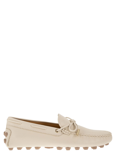 Tod's Gommino Bubble Leather Loafers In Cream