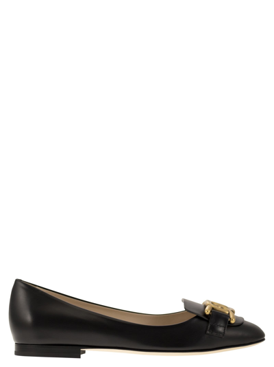 Tod's Leather Chain Ballerina Flats In Black