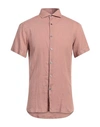 Zegna Man Shirt Pastel Pink Size S Linen