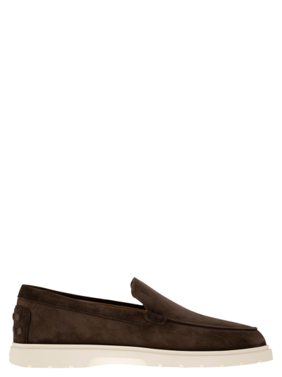 Tod's Pantofola Suede Loafers In Brown