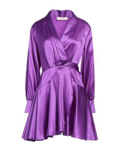 Jucca Woman Mini Dress Purple Size 8 Silk, Elastane