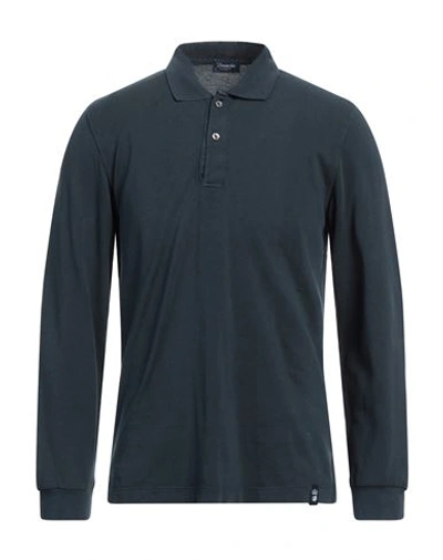 Drumohr Man Polo Shirt Slate Blue Size Xs Cotton