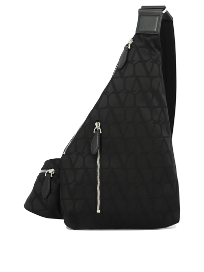 Valentino Garavani Toile Iconographe One Strap Backpack In Black