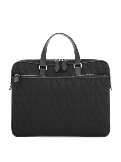 Valentino Garavani Work Bag In Toile Iconographe Technical Fabric In Black
