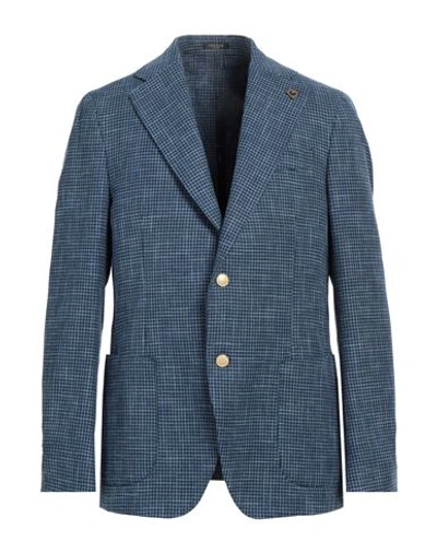 Breras Milano Man Blazer Light Blue Size 48 Virgin Wool, Cotton, Linen