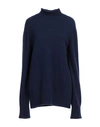 Petar Petrov Woman Turtleneck Navy Blue Size 8 Cashmere, Silk