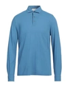 Filippo De Laurentiis Man Polo Shirt Slate Blue Size 40 Cotton