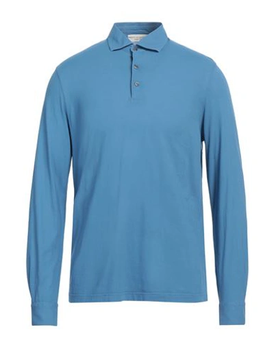 Filippo De Laurentiis Man Polo Shirt Slate Blue Size 40 Cotton