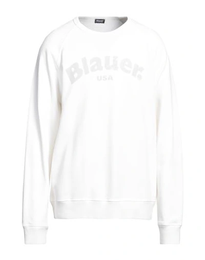 Blauer Man Sweatshirt White Size Xxl Cotton In White