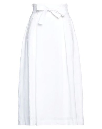 Peserico Woman Midi Skirt White Size 6 Linen