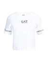 Ea7 Woman T-shirt White Size Xl Cotton, Elastane