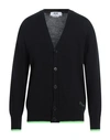 Msgm Man Cardigan Black Size L Wool, Cashmere