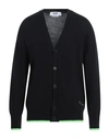 Msgm Man Cardigan Black Size L Wool, Cashmere In Black