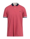 Brooksfield Man Polo Shirt Coral Size 44 Cotton, Elastane In Red