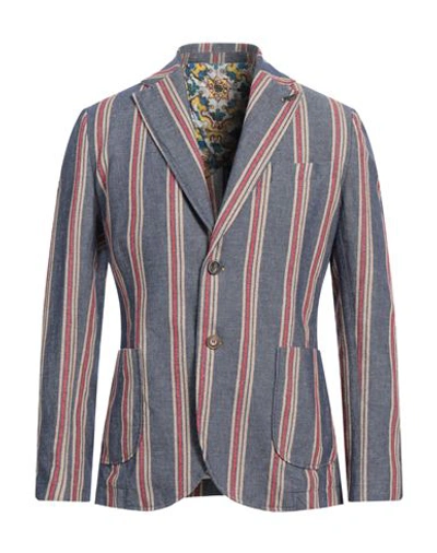 Bob Man Blazer Blue Size 40 Cotton, Linen, Polyamide In Blue