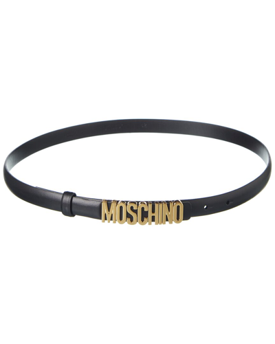 Moschino Logo Leather Belt In Black