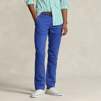 Ralph Lauren Straight Fit Linen-cotton Pant In Beach Royal