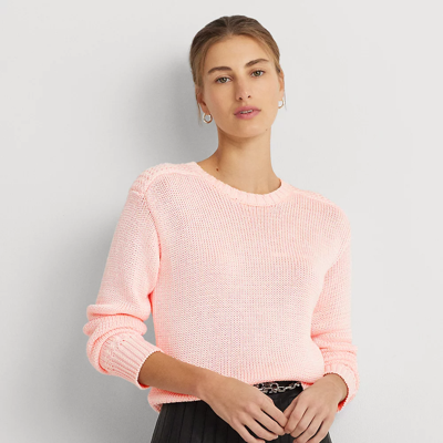 Lauren Ralph Lauren Cotton-blend Crewneck Sweater In Pink Opal