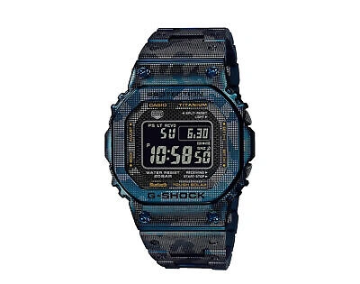 Pre-owned Casio G-shock Gmwb5000 Digital Titanium Blue Laser Camo Watch Gmwb5000tcf-2