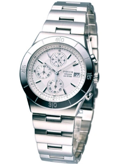 Pre-owned Citizen Wicca Chronograph Quartz Stainless Steel Ladies Watch An4000-51a