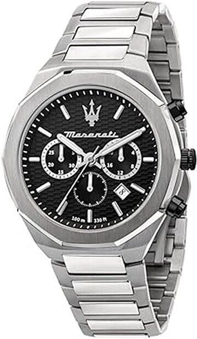 Pre-owned Maserati Stile R8873642004 Men's Quartz Watch Silver Stainless Steel Band