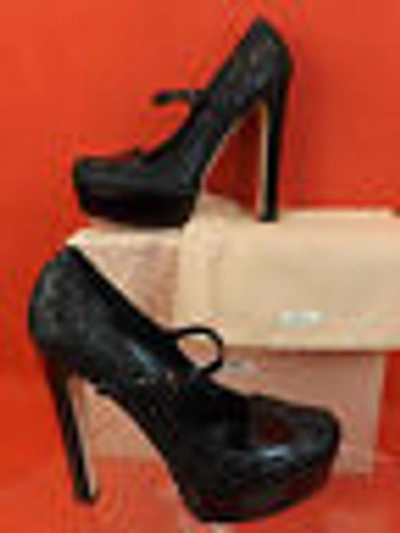 Pre-owned Prada Miu Miu  Black Glitter Patent Leather Spectator Platform Pumps 40.5