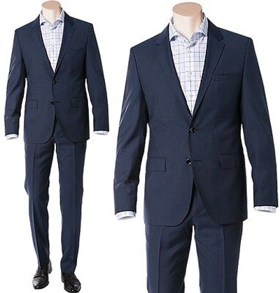Pre-owned Hugo Boss Black Label Super 100 Wool Micro-check Luxurious Business Suit In Blue