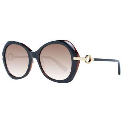 Pre-owned Omega Om-1047137 Women Black Sunglasses Plastic Gradient Butterfly Eyeglasses In Brown
