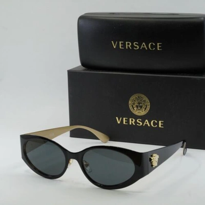 Pre-owned Versace Authentic  Ve2263 143387 Black/dark Gray 56-18-140