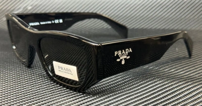 Pre-owned Prada Pr A01s 16k08z Black Dark Grey Unisex 53 Mm Sunglasses In Gray