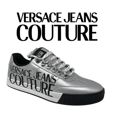 Pre-owned Versace Jeans Couture Nwb Men's  Court Trainer Sneakers, 9, Silver