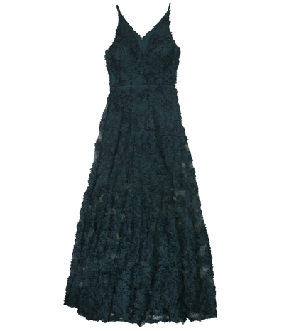 Pre-owned Xscape Womens Floral Lace Gown Dress In Green