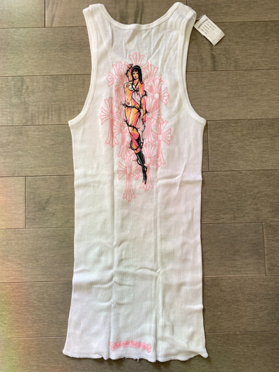 Pre-owned Chrome Hearts Deadly Doll Rib Tank White Size Small 100% Authentic ?✅