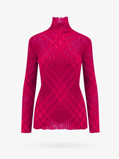 BURBERRY BURBERRY WOMAN SWEATER WOMAN PINK KNITWEAR