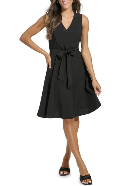 calvin klein black v neck dress Calvin Klein Ruffled V-Neck Knit Dress at Von Maur