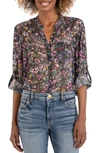 Kut From The Kloth Jasmine Chiffon Blouse In Potenza/navy In Marsan Pine