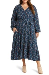 CASLON FLORAL LONG SLEEVE TIERED DRESS