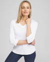 Chico's Everyday 3/4 Sleeve V-neck Tee In White Size 16/18 |  In White