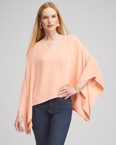 Chico's Pleated V-neck Poncho In Pink Clay