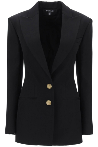 Balmain Two-button Fitted Blazer Jacket In Black