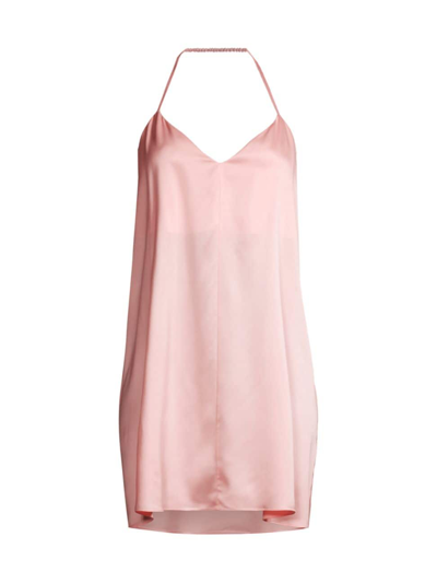 Lunya Halter Washable Silk Nightgown In Frosted Rose