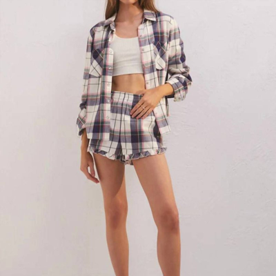 Z Supply Women's Cottage Plaid Short In Bone In White