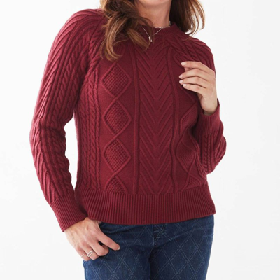 Fdj A-line Cable Raglan Sweater In Cabernet In Red